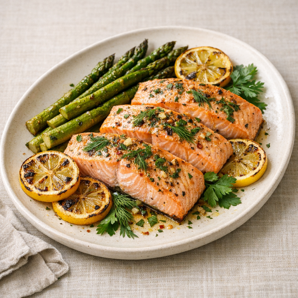 Sheet Pan Salmon with Greens